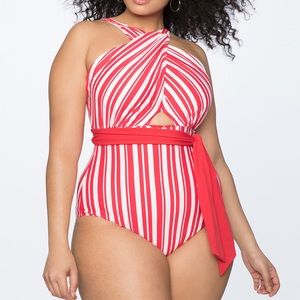 Eloquii Wrap Halter One-Piece Swimsuit
